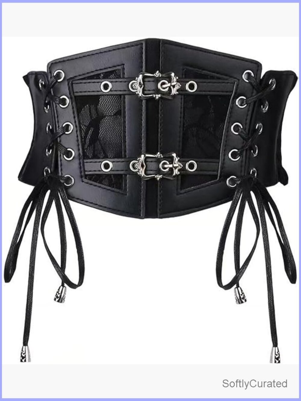 5.9 Wide Elastic Corset Belt with Lace-Up Front and Snap Closure